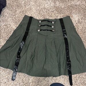 Killstar Dark Green Mini Skirt with Black Straps